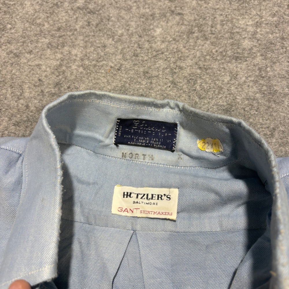 Vintage Gant Shirtmakers Hutzler's Baltimore Blue Oxford Button Down Shirt Mens - Picture 2 of 7